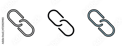 Set of pixel perfect colored Link icon, 1 Silhouette, 1 Unexpanded, Link icon symbolizing connection or hyperlink between sources.