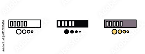 Set of pixel perfect colored Loading icon, 1 Silhouette, 1 Unexpanded, Loading icon representing processing, buffering, or waiting status.