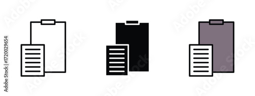 Set of pixel perfect colored Paste icon, 1 Silhouette, 1 Unexpanded, Paste icon showing clipboard and content placement.
