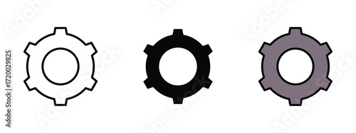 Set of pixel perfect colored Settings icon, 1 Silhouette, 1 Unexpanded, Settings icon with gear symbol for adjustments.