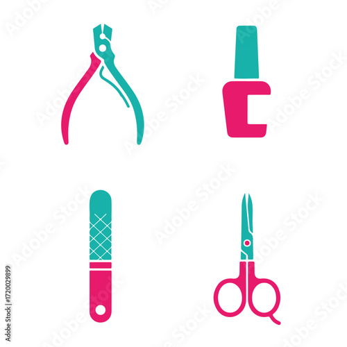 Manicure and pedicure tools icons set.