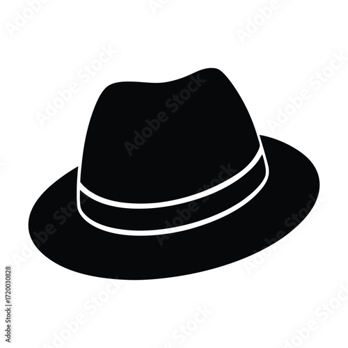 Black Fedora Hat Icon Minimalist Design Graphic Vector Illustration