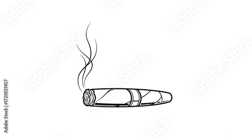 Elegant Line-Art Cigar Vector Illustration