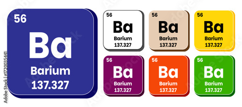Ba, Barium element vector icon set, periodic table element. Vector illustration EPS 10 File. Isolated on white background.