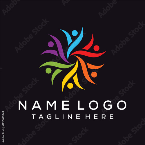 people community logo design, colorful graphic concept