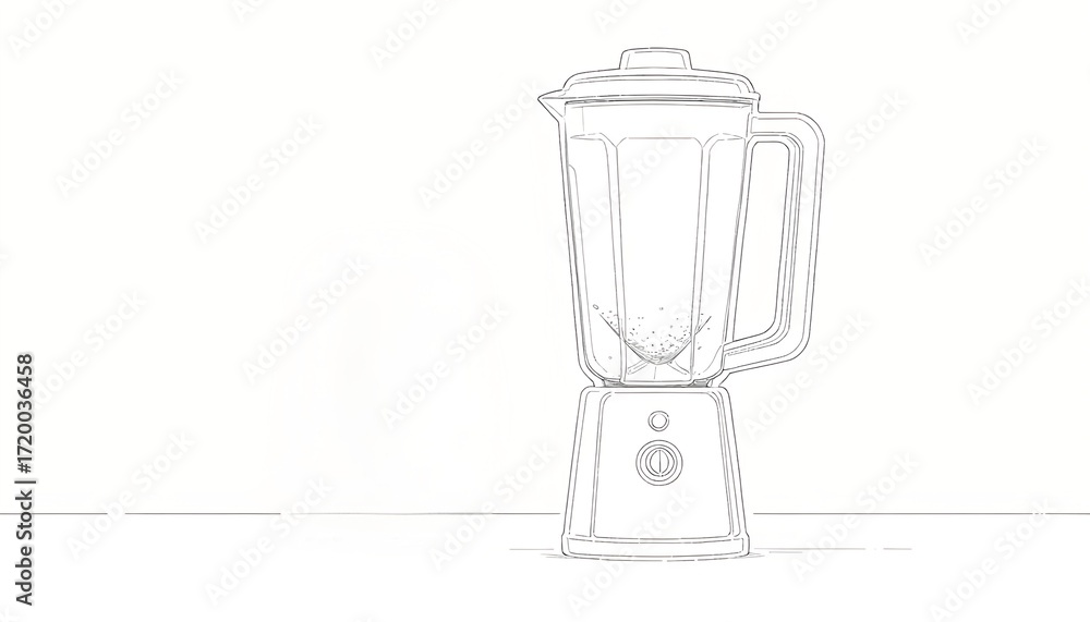 Obraz premium Blender illustration in one line style, black stroke, minimal design, isolated on white.