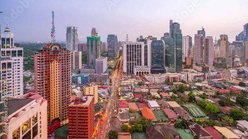 Manila skyline featuring skyscrapers, urban sprawl, and vibrant city life