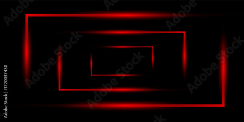 3D rendering of an abstract bright neon frame. Luminous neon line of a rectangular path. Web Background Laser Show