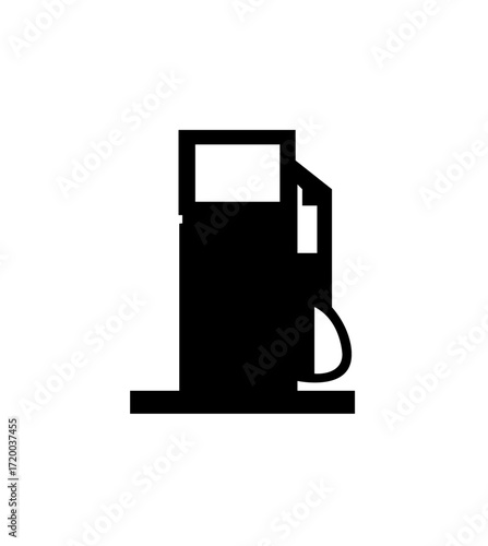 Simple black silhouette icon of a gas pump, fuel dispenser, petrol station.