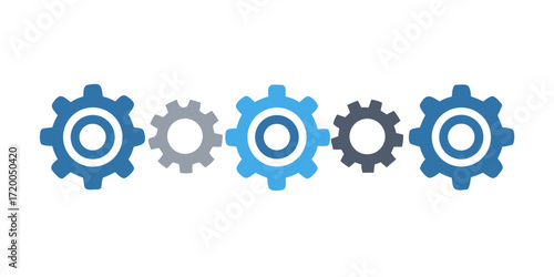Gears Border Graphics Grey/Blue .3D Business Cogs Frame .vector icon