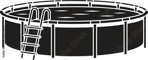 Above ground swimming pool with ladder illustration