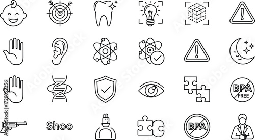 Collection of Minimalist Black and White Iconography for Diverse Design Applications