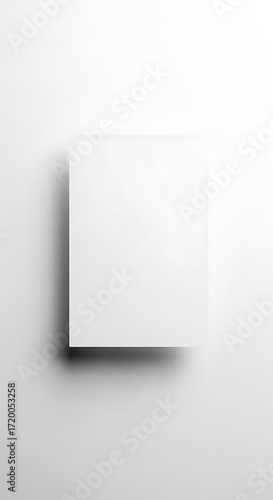 Minimalist White Square Casting a Soft Shadow on a Bright Background