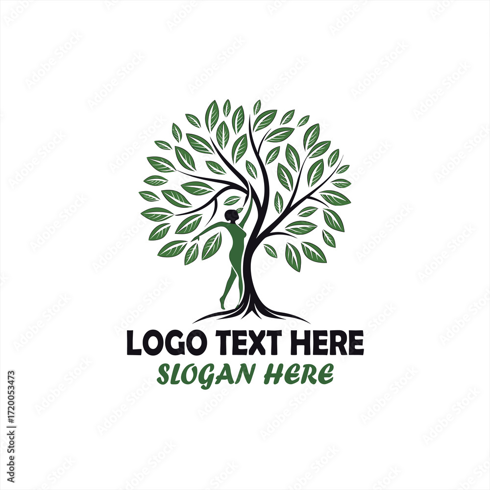 Obraz premium Woman Tree Logo – Eco Wellness, Nature and Growth Symbol