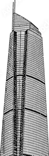 Tall skyscraper building on a plain background, urban architecture