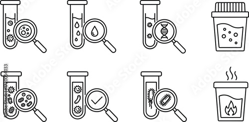 Science Lab Test Tube Icons Research, Analysis, and Experimentation