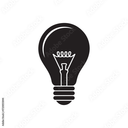 Vector art of a black silhouette of a light bulb, a symbol of ideas, innovation, and energyefficient lighting solutions for homes and businesses