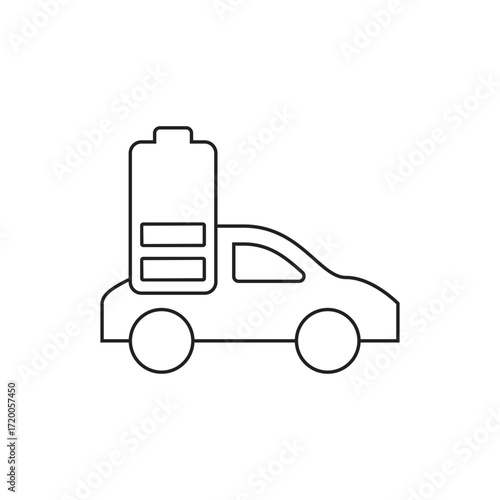 Critical Low Battery Power Warning Electric Car Icon