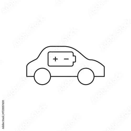 Electric Car Battery Polarity Status Display Outline