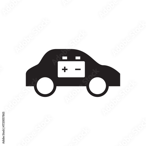 Solid Glyph Electric Car Battery Positive Negative Polarity