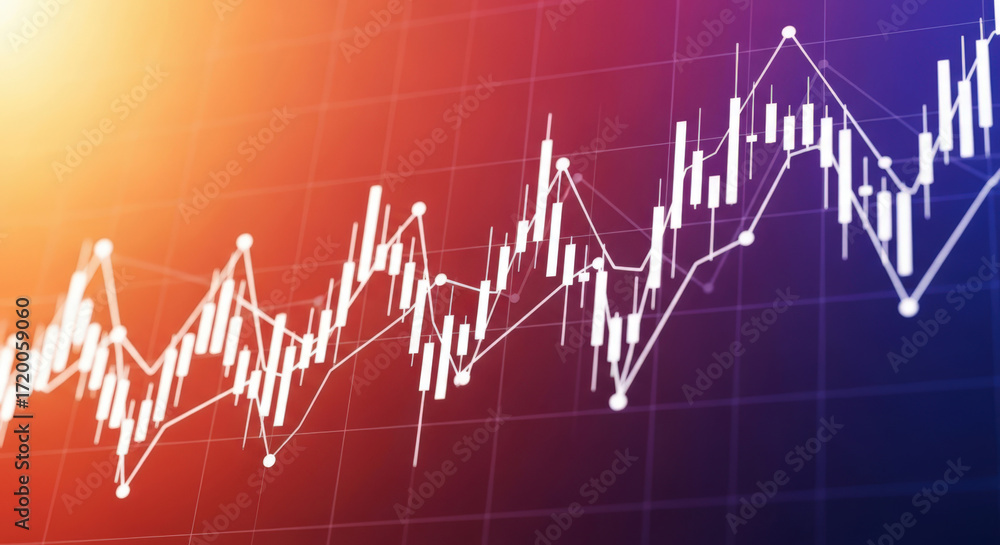 Naklejka premium Financial Market Analysis Chart Displaying Stock Price Fluctuations and Investment Trends Representing Economic Growth and Business Strategy with Data Visualization
