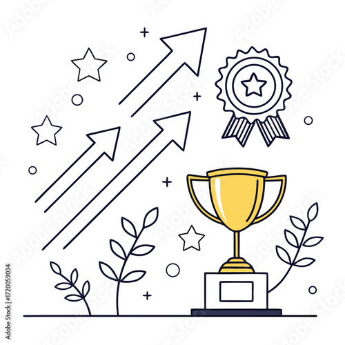 Business Achievement Trophy with Icons