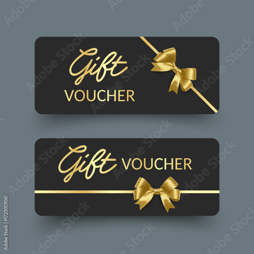 Elegant Gift Voucher or gift card with Golden Glitter Effect Vector format