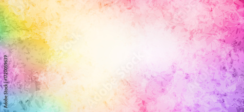 Soft-colored watercolor background blends pastel shades like pink, yellow, and green with subtle leaf patterns creating a gentle and dreamy textured canvas