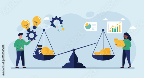 Financial balance and investment concept illustration