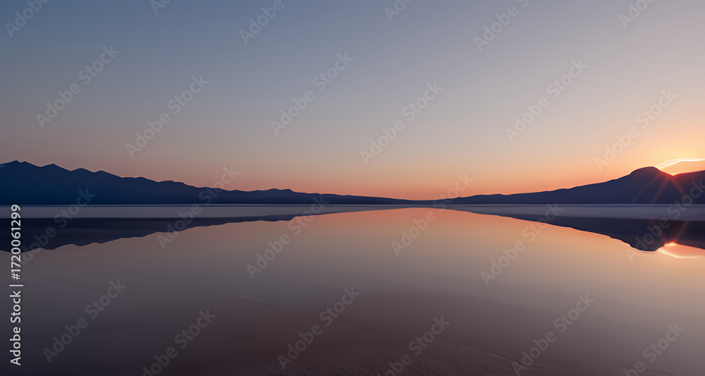 Fototapeta premium Sunrise Reflection Over Calm Lake