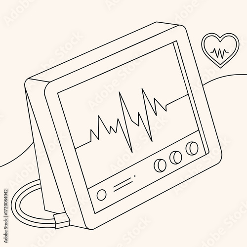 Heart monitor displaying a heartbeat, health concept