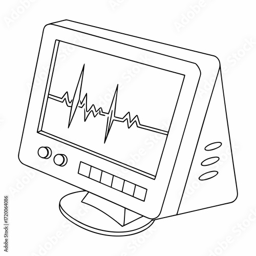 Heart monitor displaying a heartbeat, medical equipment