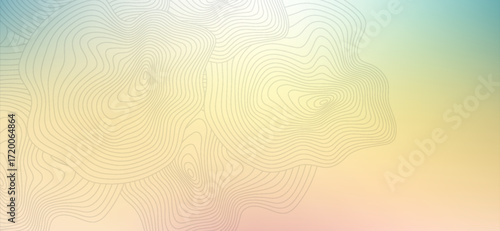 Abstract light yellow background features concentric line patterns, creating a modern, soft design with hints of pink, blue, and green for a gentle, gradient effect
