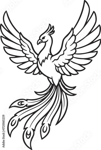 Phoenix Houou Japanese Mythical Bird Vector Illustration