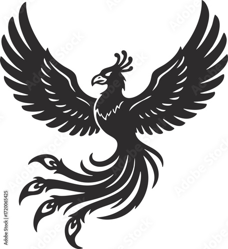 Phoenix Houou Japanese Mythical Bird Vector Illustration