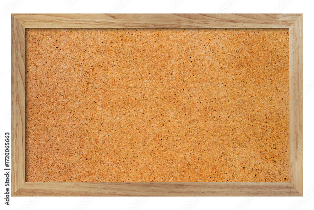Fototapeta premium Cork board. Noticeboard with cork texture in square and rectangular wooden frame. Corkboard, blank pin board with brown grain texture for school or office announcement. Realistic 3d vector set