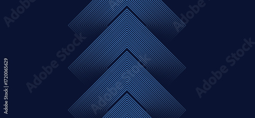 Dark blue backdrop showcases stacked geometric arrowhead shapes, creating a modern, textured pattern with subtle gradients and a visually striking minimalist design