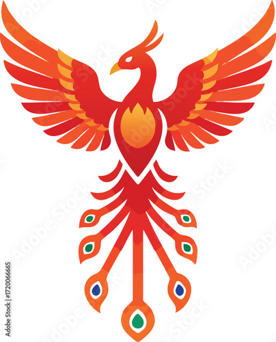 Phoenix Houou Japanese Mythical Bird Vector Illustration