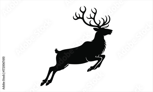 Deer Silhouette Vector Set – Standing, Jumping, Grazing Poses