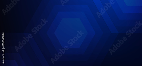 Abstract geometric design featuring a series of overlapping hexagons in shades of blue creates a modern, layered background with depth and visual interest, perfect for contemporary use