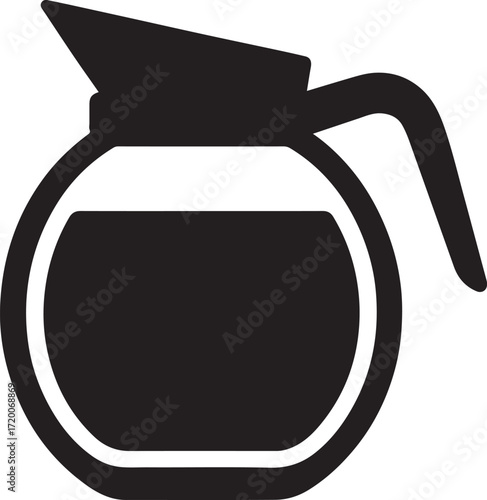 Black Silhouette of a Coffee Pot with Liquid on White Background vector