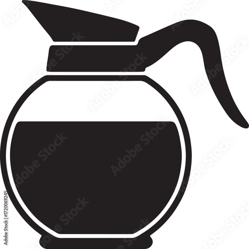Black Silhouette of a Coffee Pot with Liquid on White Background vector