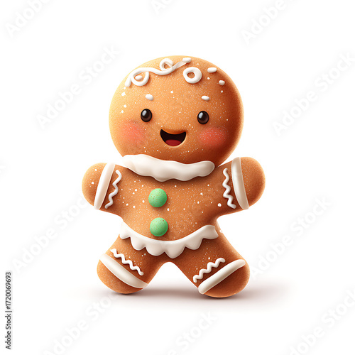 Wallpaper Mural Cute Gingerbread Man Cookie with White Icing and Red Cheeks Keywords: gingerbread man, cookie Torontodigital.ca
