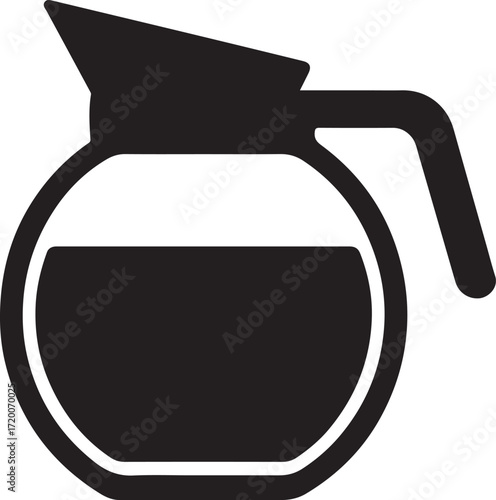 Black Silhouette of a Coffee Pot with Liquid on White Background vector