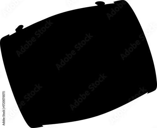 Black silhouette of dhol drum in cultural festival isolated on white background, Minimal folk percussion instrument vector illustration, Traditional dhol outline, Heritage musical instrument line draw