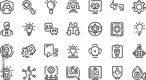 Artificial intelligence icon bundle set for modern technology and machine learning applications
