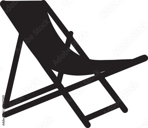 Black silhouette of a deck chair on a white background lounge chair beach chair