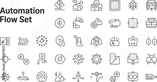 Automation flow icon bundle set line art for process visualization and design