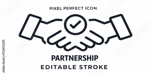 Handshake icon with checkmark symbolizing agreement partnership and successful collaboration