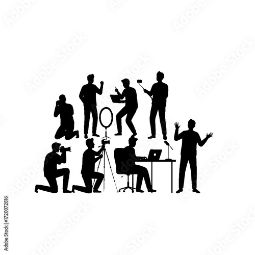 Content Creator and Influencer Silhouette Vector Set
